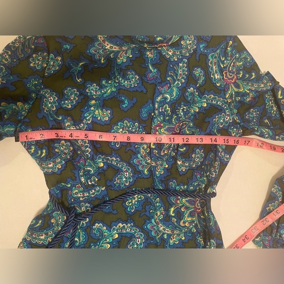 Vintage Retro Paisley Long Sleeve Collared Mini Dress size S - Picture 10 of 10